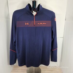 UNDER ARMOUR Auburn Tigers Heat Gear Navy Blue 1/4 Zip Pullover Men's Size Large
